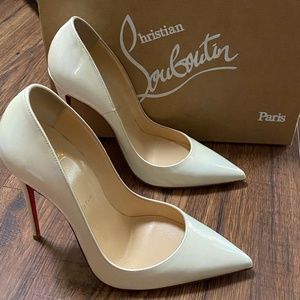 Christian Louboutin So Kate White Opalescent AB Pumps EU 38